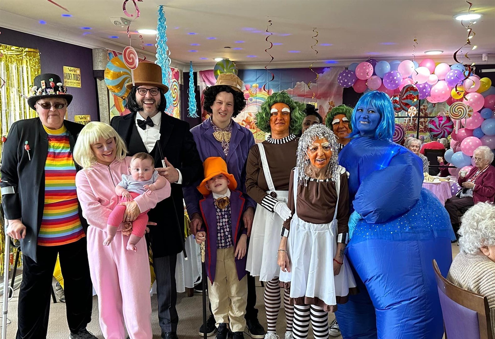 The staff and residents of Urray House dressed up for Willy Wonka day. Picture: Parklands Care Homes.
