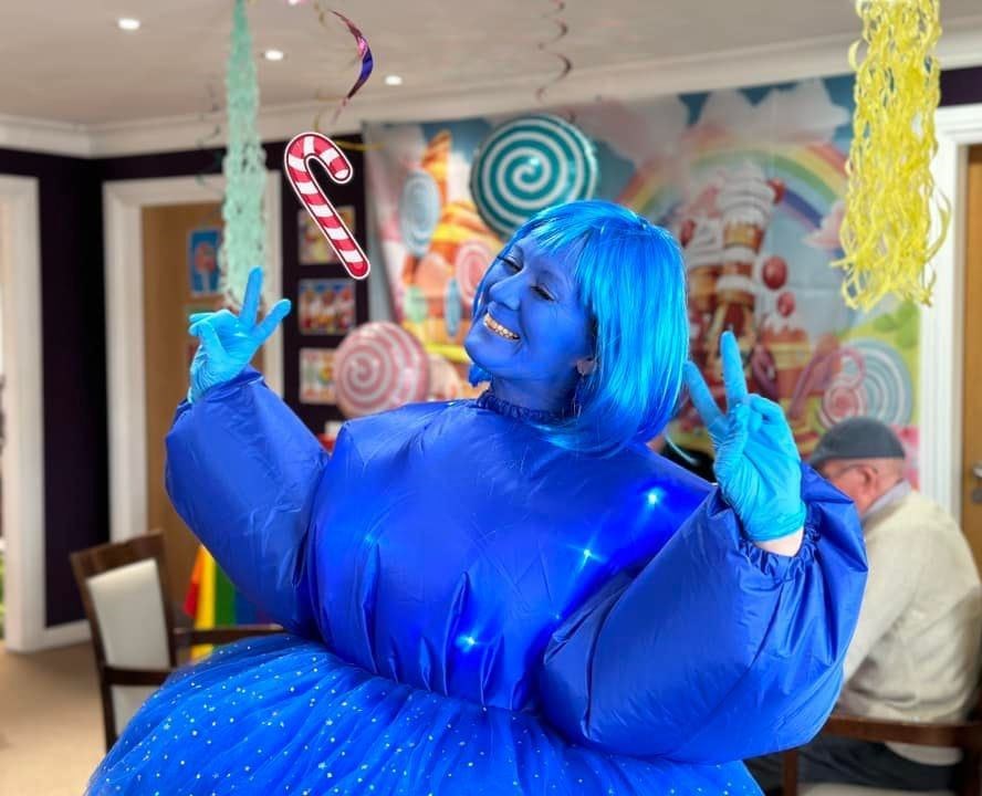 Angel Felczykowska, Urray House Care Home employee, dressed up as Violet Beauregarde. Picture: Parklands Care Homes.