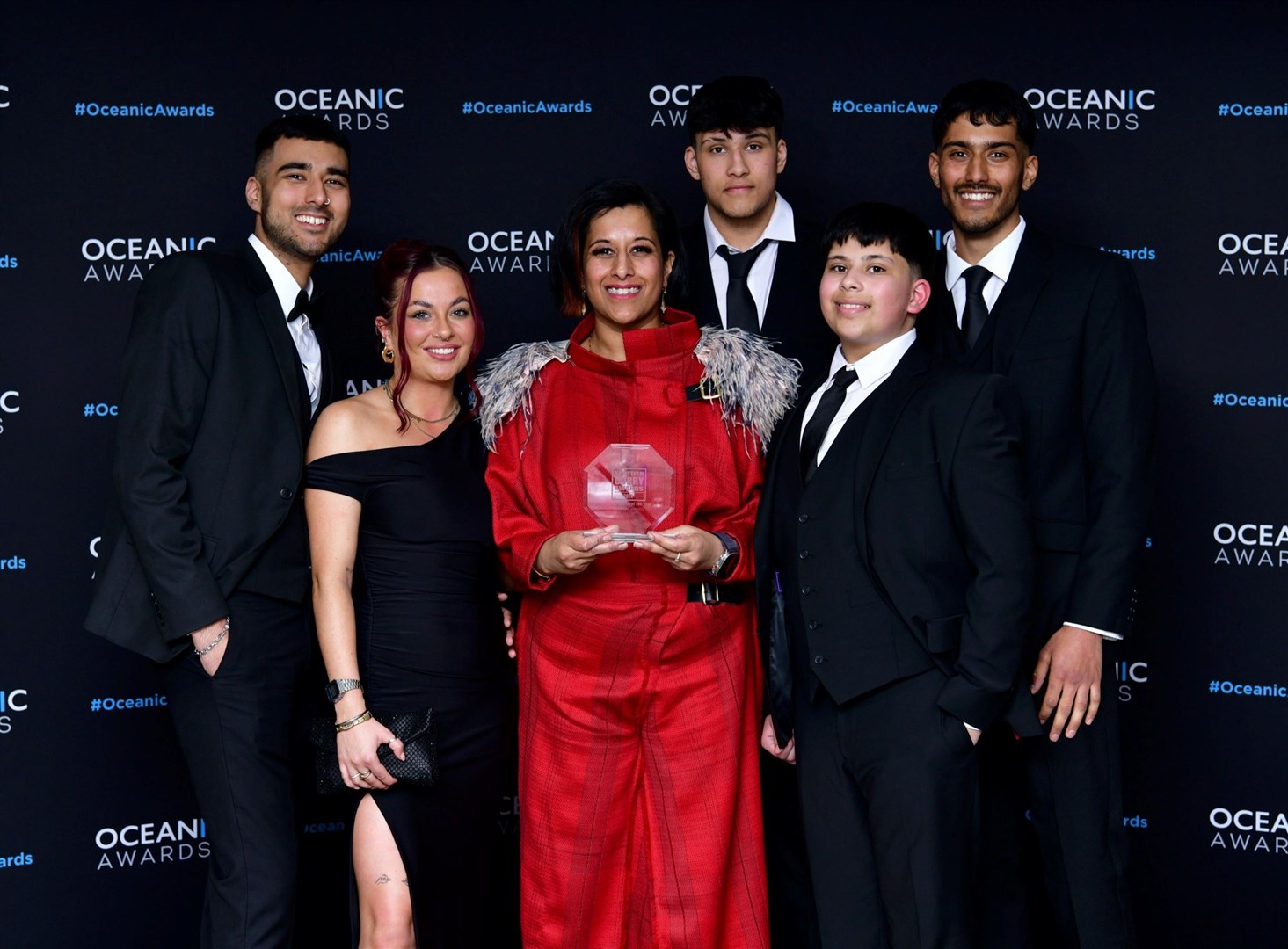 Curry Queen of the Year, Neetu Singh, with family at the Scottish Curry Awards. Picture: Oceanic Awards