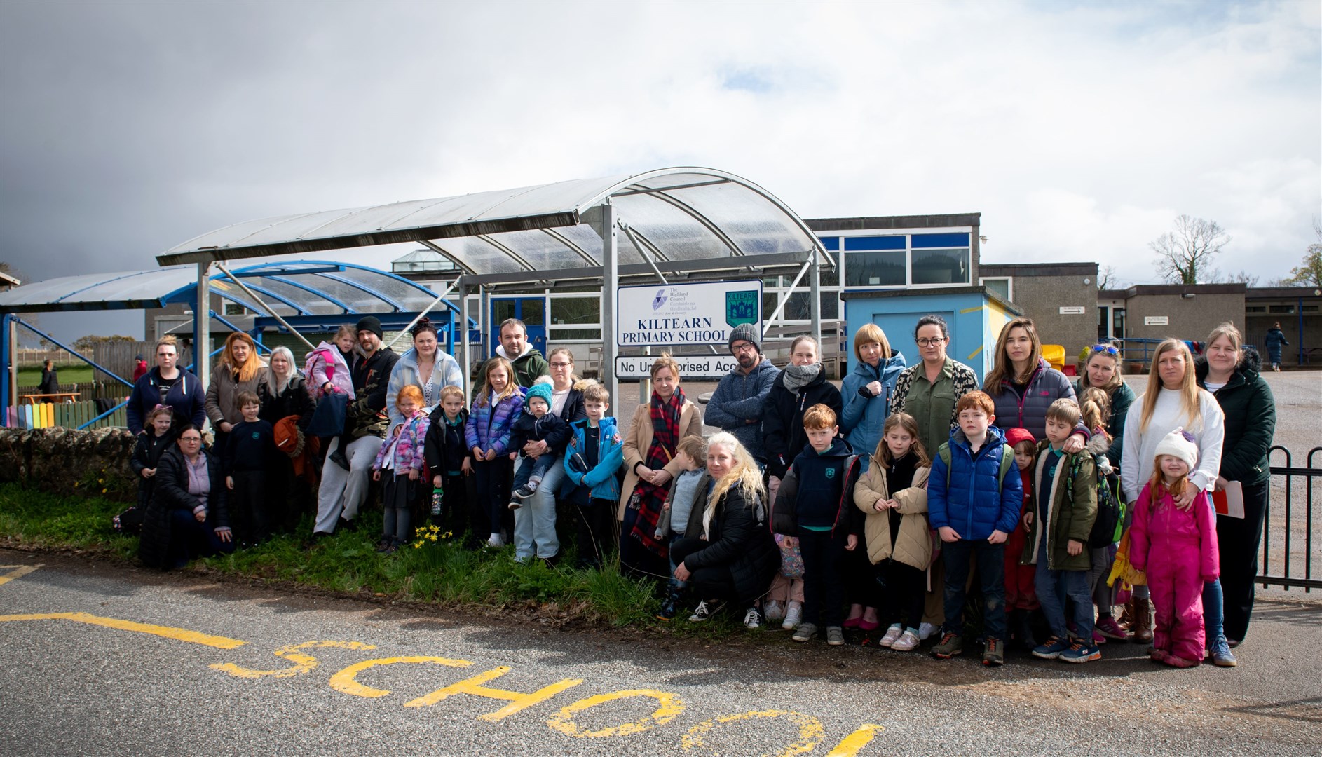 Parents and children of Kiltearn Primary in Evanton are appealing for the reinstatement of acting head teacher Steven Small. Picture: Callum Mackay.